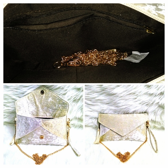 (NEW)! Cute! Cream! Crush Velvet Clutch! :-) - Picture 11 of 12